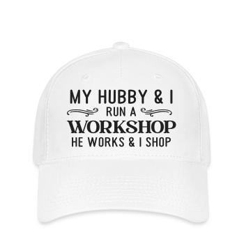 My Hubby & I run a Workshop he works & i shop - Flexfit Cap - white - Front