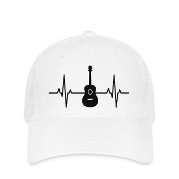Gitarre Herzschlag Rhythmus - Flexfit Cap - Weiß - Vorne