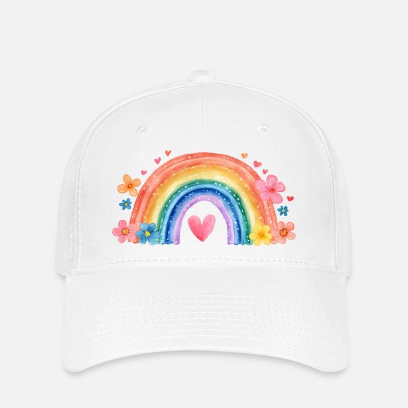 Rainbow School Enrollment – Cute Girl Design - Flexfit Cap - white