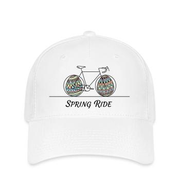 Spring Ride Easter Bike Line Art - Flexfit Cap - white - Front
