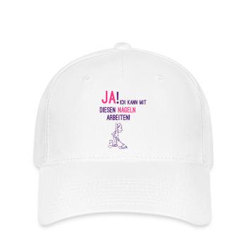 Ja! Ich kann mit diesen Nägeln arbeiten +Putzfrau - Flexfit Cap - Weiß - Vorne