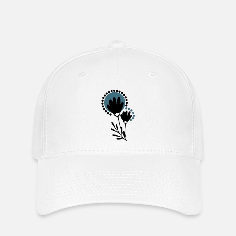Scandi Blumen - Flexfit Cap - Weiß