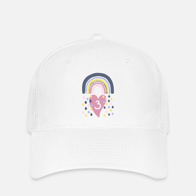 Rainbow 3rd Birthday Children - Flexfit Cap - white