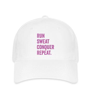 Laufen. Schwitzen. Erobern. Wiederholen. - Flexfit Cap - Weiß - Vorne