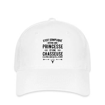 Chasseuse Chasse Cerf Princesse Cadeau Chasseresse - Casquette Flexfit - blanc - Devant