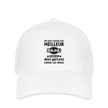 Meilleur Papa avec deux garçons 2 - Casquette Flexfit - blanc - Devant