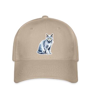 Chat bleu russe Aquarelle - Casquette Flexfit - kaki - Devant