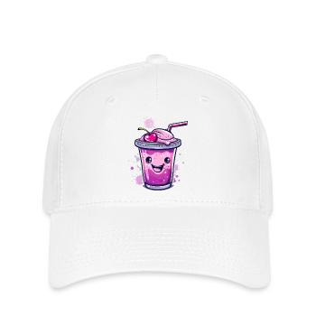 Milkshake kawaii à la cerise et au gesic mignon - Casquette Flexfit - blanc - Devant