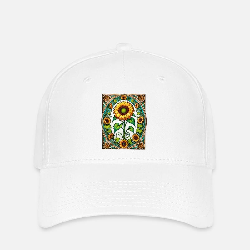 Retro Sunflowers - Flexfit Cap - white