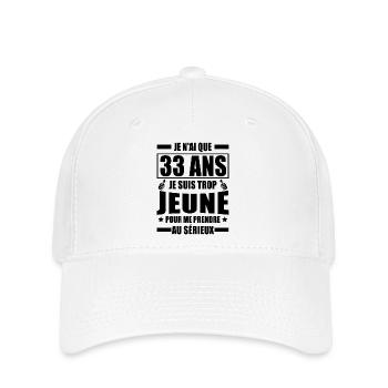 jai 33 ans / cadeau 33 ans / anniversaire 33 ans - Casquette Flexfit - blanc - Devant