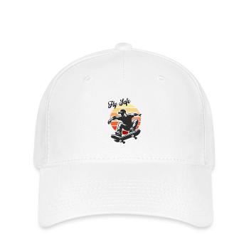 Skateboard Fly Safe Design - Flexfit Cap - Weiß - Vorne