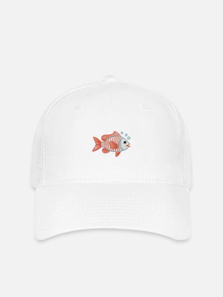 Gestickter Fisch - Flexfit Cap - Weiß