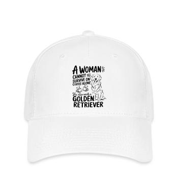 Frau kann nicht überleben, sie braucht einen Golden Retriever - Flexfit Cap - Weiß - Vorne
