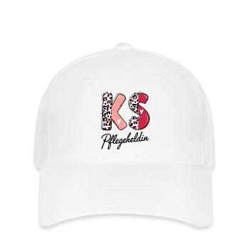 KS Pflegeheldin Herz Leopardmuster - Flexfit Cap - Weiß - Vorne