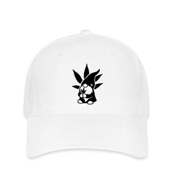 Süßer Hanf Gnom/Zwerg mit Cannabisblatt - Weedlove - Flexfit Cap - Weiß - Vorne
