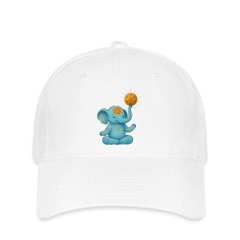 Yoga Elephant with Handpan Sun - Flexfit Cap - white - Front