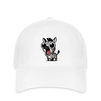 Süßes Zebra Cartoon mit Glubschaugen Freude  - Flexfit Cap - Weiß - Vorne