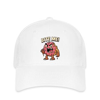 Bissiger Donut Monster Illustration - Flexfit Cap - Weiß - Vorne
