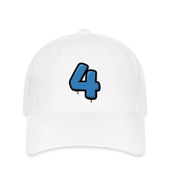 Graffiti Blue 4 Number Design - Flexfit Cap - white - Front