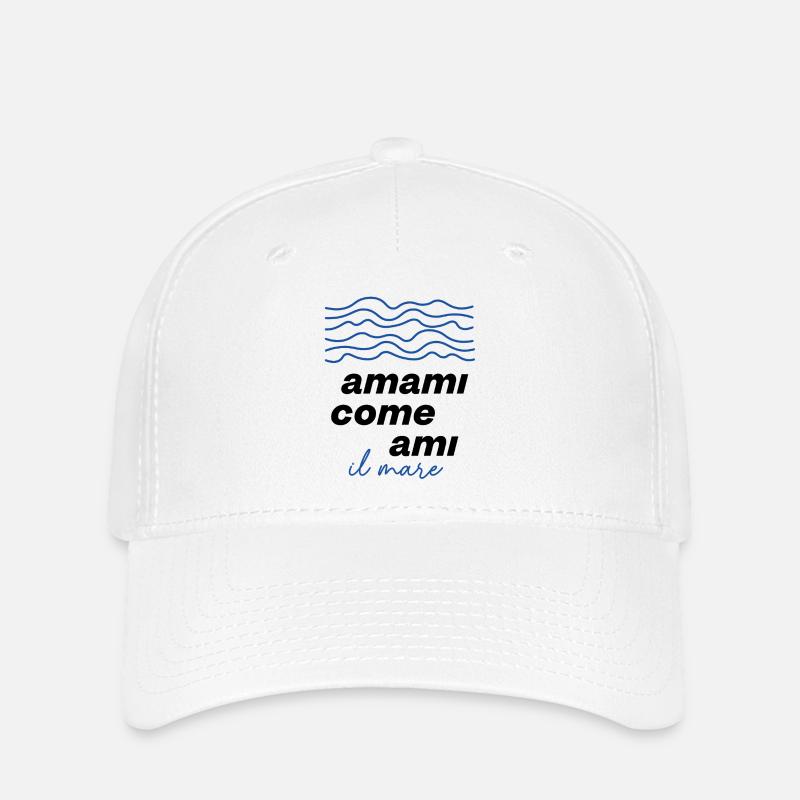 Vagues bleues La mer Design - Casquette Flexfit - blanc