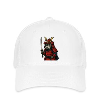Bulldog Samurai Holding Katana in Red Armor - Flexfit Cap - white - Front