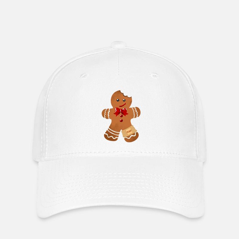 Gingerbread man with red ribbon and plaster - Flexfit Cap - white