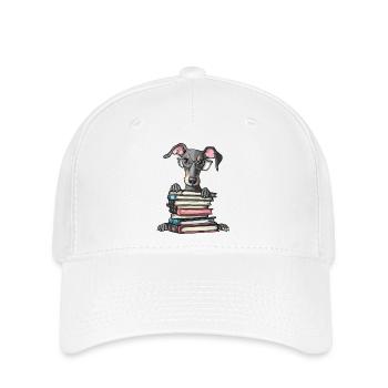 Un joli livre de lecture pour chiens lévriers avec des lunettes - Casquette Flexfit - blanc - Devant
