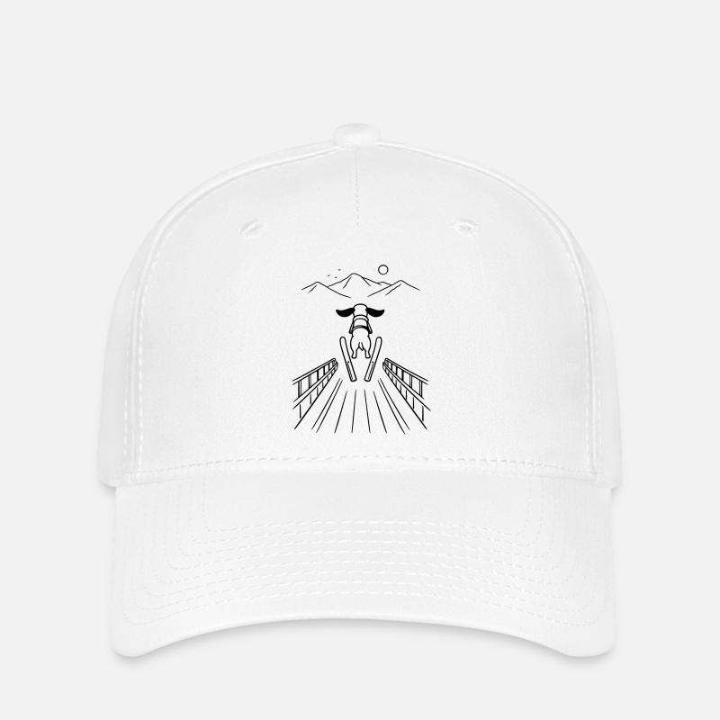 dackel skisprung skispringen wintersport - Flexfit Cap - Weiß