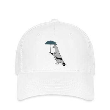 Pigeon with Umbrella – Urban Minimal Illustration - Flexfit Cap - Weiß - Vorne
