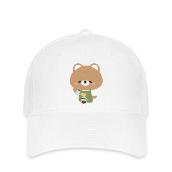 Verse du café Bear Barista - Casquette Flexfit - blanc - Devant