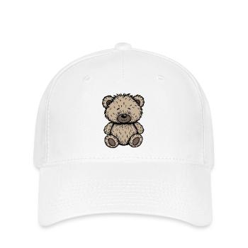 Cute Scruffy Beige Teddy Bear  - Flexfit Cap - white - Front