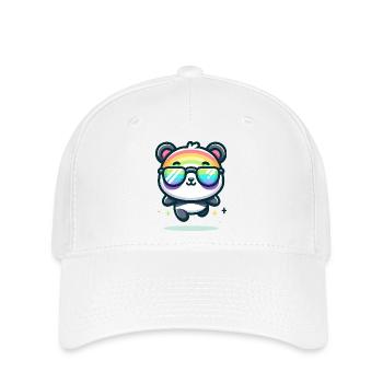 Rainbow Panda Sunglasses Summer Bear - Flexfit Cap - white - Front
