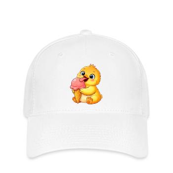Süßes Küken mit Eis Cartoon - Flexfit Cap - Weiß - Vorne