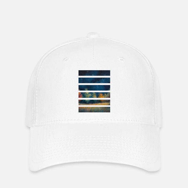 Night panorama at dawn in strips - Flexfit Cap - white