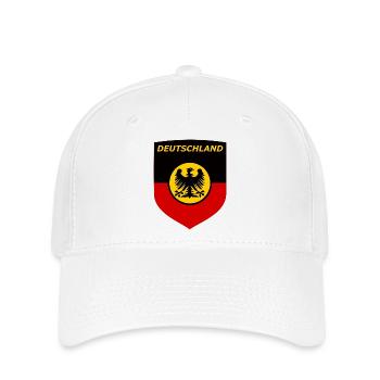 Deutschland Schildflagge mit Adler - Flexfit Cap - Weiß - Vorne