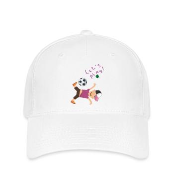 kleiner Junge mit Fußball - Flexfit Cap - Weiß - Vorne
