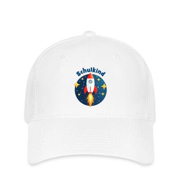 Schulkind Rakete im Weltraum mit Sternen - blau - Flexfit Cap - Weiß - Vorne