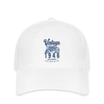 Oldtimer Traktor Farmer Geburtstag Jahrgang 1946 - Flexfit Cap - Weiß - Vorne