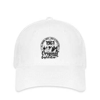 1961 September Original 63 Jahre Geburtstagsgeschenk - Flexfit Cap - Weiß - Vorne
