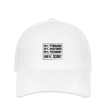 100% SCOUT - 10% pyromane 50% aventurier 40% - Casquette Flexfit - blanc - Devant
