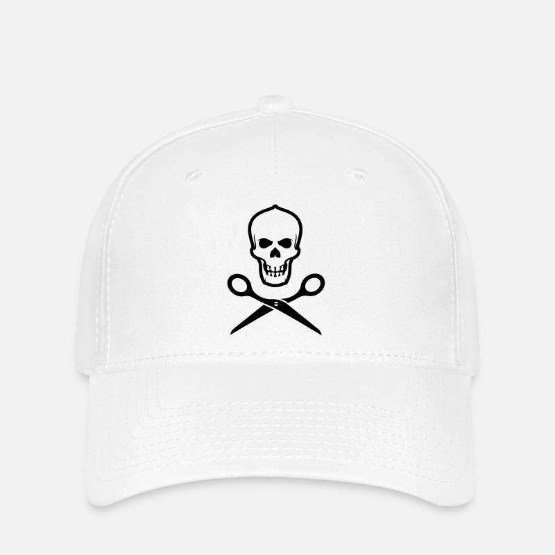 Totenkopf mit Schere - Flexfit Cap - Weiß