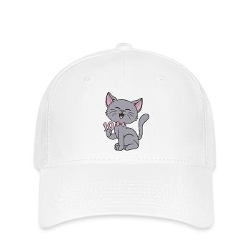 10 year old girl funny cat 10th birthday - Flexfit Cap - white - Front