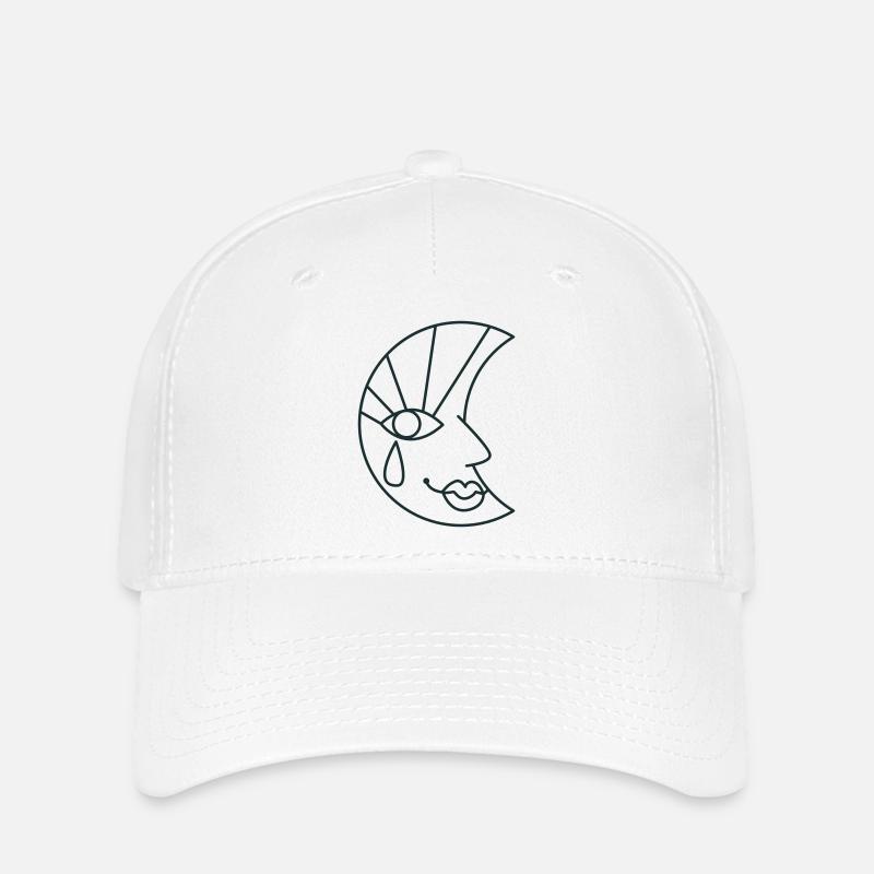 Mondgesicht und Tränentropfen - Flexfit Cap - Weiß