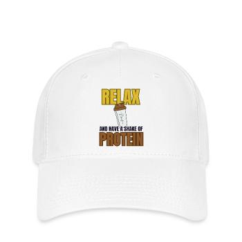 Relax and have a Shake of Protein - Flexfit Cap - Weiß - Vorne