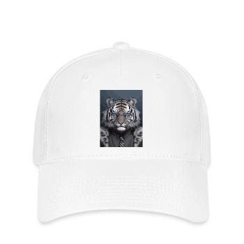 Black and grey royal tiger head with blue eyes - Flexfit Cap - white - Front