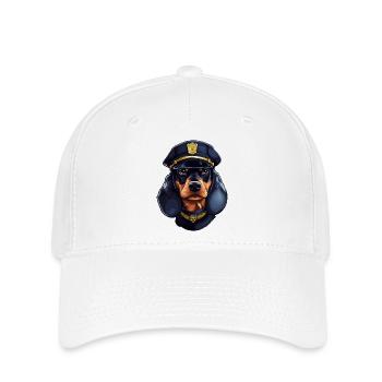 Dackel Polizistin - Flexfit Cap - Weiß - Vorne
