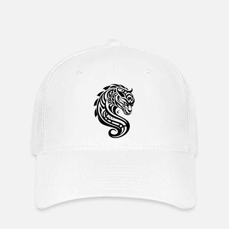 Tribal Dragon - Flexfit Cap - white