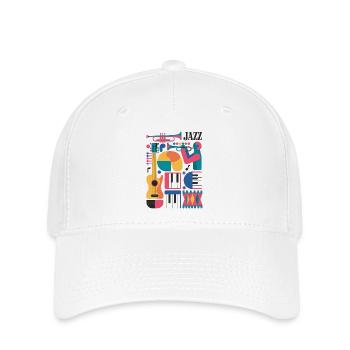 Design coloré sur le thème de la musique - Casquette Flexfit - blanc - Devant