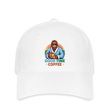 Good Time Coffee Bigfoot 80s Funny Humor Vintage. - Flexfit Cap - white - Front