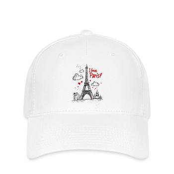 I Love Paris" - Eiffel Tower - Design - Flexfit Cap - white - Front